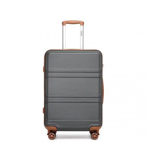 K1871-1L - Kono ABS 24 Inch Sculpted Horizontal Design Suitcase - Grey And Brown