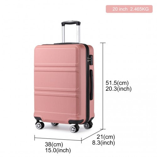 K1871-1L - Kono ABS 20 Inch Sculpted Horizontal Design Cabin Luggage - Nude