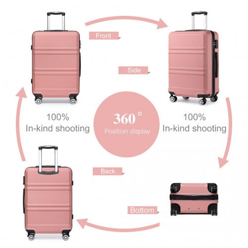 K1871-1L - Kono ABS Sculpted Horizontal Design 3 Piece Suitcase Set - Nude