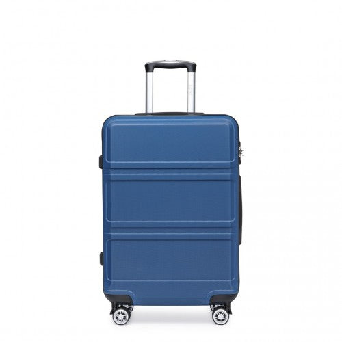 K1871-1L - Kono ABS 20 Inch Sculpted Horizontal Design Cabin Luggage - Navy Blue