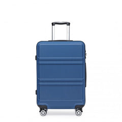 K1871-1L - Kono ABS 24 Inch Sculpted Horizontal Design Suitcase - Navy Blue