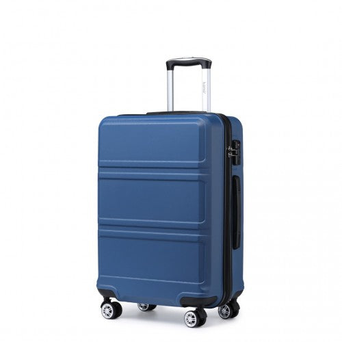 K1871-1L - Kono ABS 20 Inch Sculpted Horizontal Design Cabin Luggage - Navy Blue