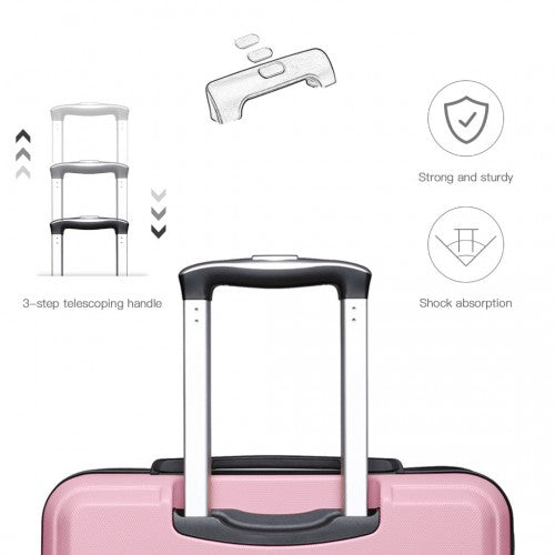 K1871-1L - Kono ABS 20 Inch Sculpted Horizontal Design Cabin Luggage - Pink