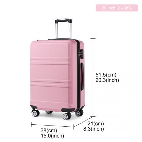 K1871-1L - Kono ABS 20 Inch Sculpted Horizontal Design Cabin Luggage - Pink