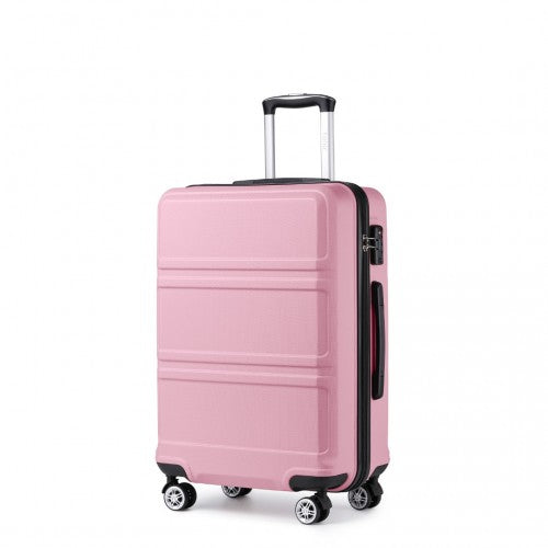 K1871-1L - Kono ABS 20 Inch Sculpted Horizontal Design Cabin Luggage - Pink