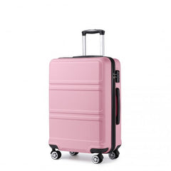 K1871-1L - Kono ABS 28 Inch Sculpted Horizontal Design Suitcase - Pink