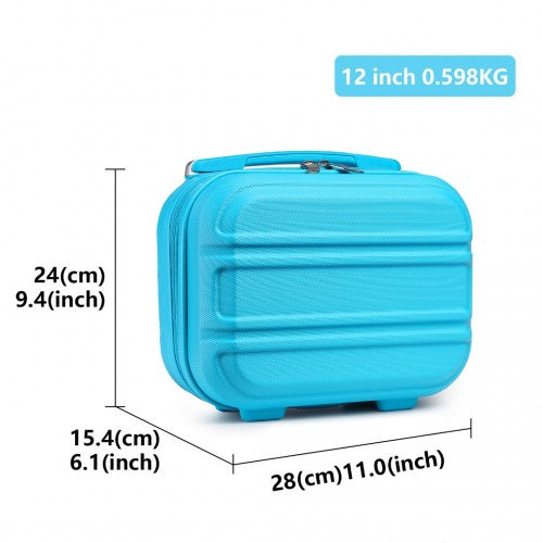 K1871-1L - Kono 12 Inch Lightweight Hard Shell ABS Vanity Case - Blue