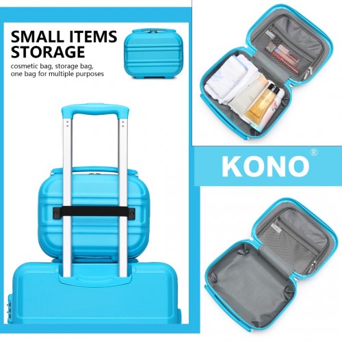 K1871-1L - Kono 12 Inch Lightweight Hard Shell ABS Vanity Case - Blue