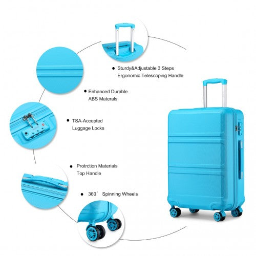 K1871-1L - Kono ABS 20 Inch Sculpted Horizontal Design Cabin Luggage - Blue