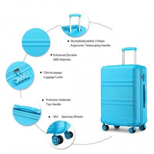 K1871-1L - Kono ABS 24 Inch Sculpted Horizontal Design Suitcase - Blue