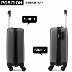 K1872L - Kono 19 Inch ABS Hard Shell Carry On Luggage 4 Wheel Spinner Suitcase - Grey