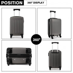 K1872L - Kono 19 Inch ABS Hard Shell Carry On Luggage 4 Wheel Spinner Suitcase - Grey