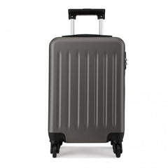 K1872L - Kono 19 Inch ABS Hard Shell Carry On Luggage 4 Wheel Spinner Suitcase - Grey