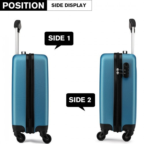 K1872L - Kono 19 Inch ABS Hard Shell Carry On Luggage 4 Wheel Spinner Suitcase - Navy