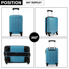 K1872L - Kono 19 Inch ABS Hard Shell Carry On Luggage 4 Wheel Spinner Suitcase - Navy