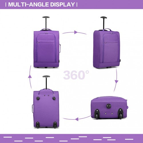 K1873-2 - Kono CABIN SIZE SOFT SHELL HAND LUGGAGE - PURPLE