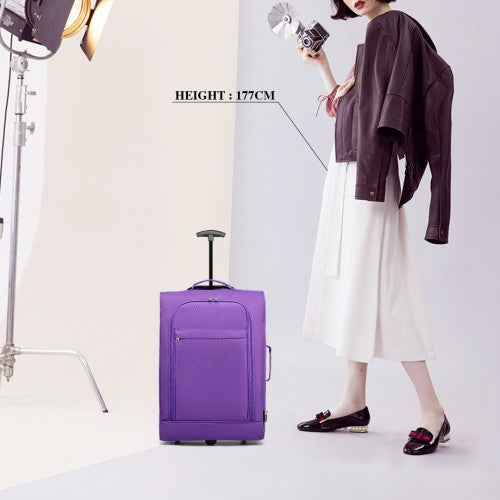 K1873-2 - Kono CABIN SIZE SOFT SHELL HAND LUGGAGE - PURPLE