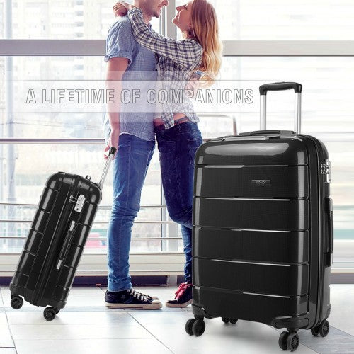 K1997L - KONO 24 INCH HARD SHELL PP SUITCASE - BLACK