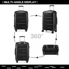 K1997L - KONO 20-24-28” HARD SHELL PP SUITCASE SET - BLACK