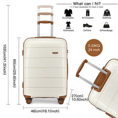 K1997L - KONO 24 INCH HARD SHELL PP SUITCASE - CREAM