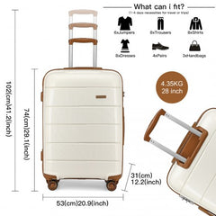 K1997L - KONO 28 INCH HARD SHELL PP SUITCASE - CREAM