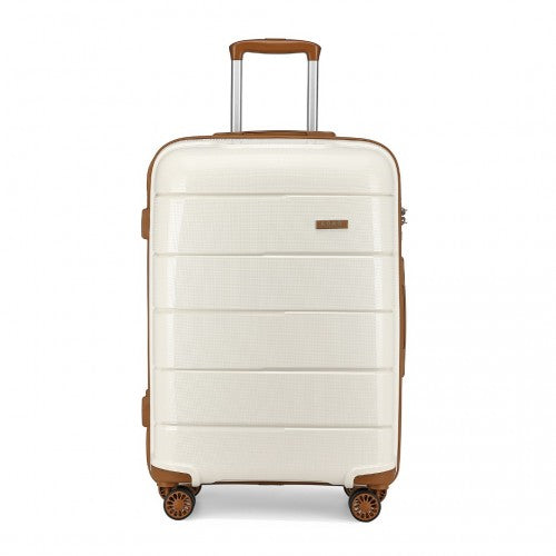 K1997L - KONO 20 INCH CABIN SIZE HARD SHELL PP SUITCASE - CREAM