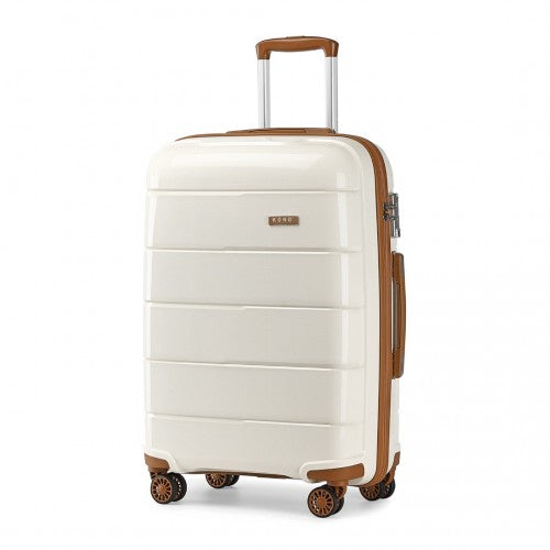 K1997L - KONO 24 INCH HARD SHELL PP SUITCASE - CREAM