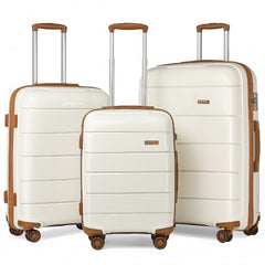 K1997L - KONO 20-24-28” HARD SHELL PP SUITCASE SET - CREAM