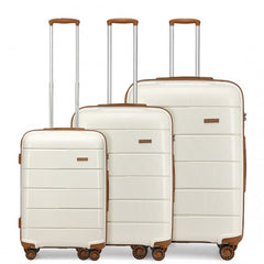 K1997L - KONO 20-24-28” HARD SHELL PP SUITCASE SET - CREAM