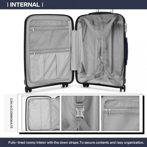 K1997L - KONO 20-24-28” HARD SHELL PP SUITCASE SET - NAVY