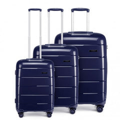 K1997L - KONO 20-24-28” HARD SHELL PP SUITCASE SET - NAVY