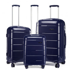 K1997L - KONO 20-24-28” HARD SHELL PP SUITCASE SET - NAVY