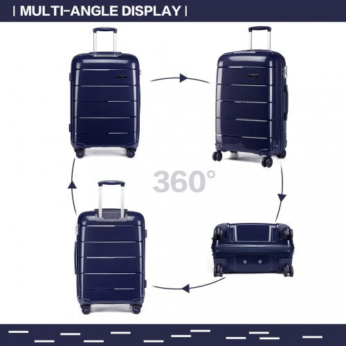 K1997L - KONO 20 INCH CABIN SIZE HARD SHELL PP SUITCASE - NAVY