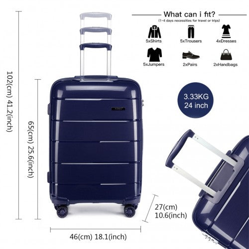 K1997L - KONO 24 INCH HARD SHELL PP SUITCASE - NAVY