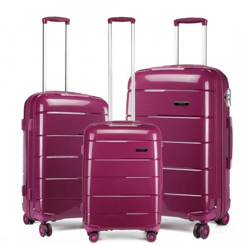 K1997L - KONO 20-24-28” HARD SHELL PP SUITCASE SET - PURPLE