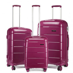 K1997L - KONO 20-24-28” HARD SHELL PP SUITCASE SET - PURPLE