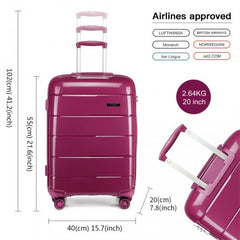 K1997L - KONO 20-24-28” HARD SHELL PP SUITCASE SET - PURPLE