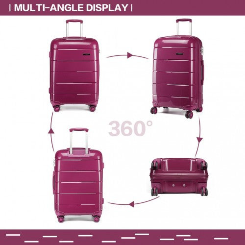 K1997L - KONO 20 INCH CABIN SIZE HARD SHELL PP SUITCASE - PURPLE