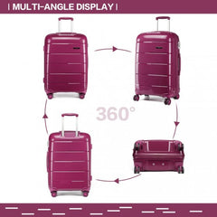 K1997L - KONO 20-24-28” HARD SHELL PP SUITCASE SET - PURPLE