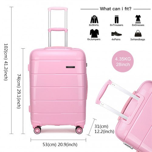 K1997L - KONO 20-24-28” HARD SHELL PP SUITCASE SET - PINK