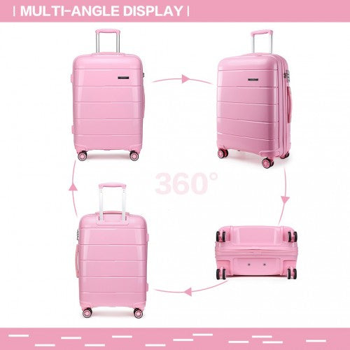 K1997L - KONO 20-24-28” HARD SHELL PP SUITCASE SET - PINK