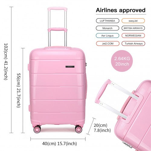 K1997L - KONO 20 INCH CABIN SIZE HARD SHELL PP SUITCASE - PINK