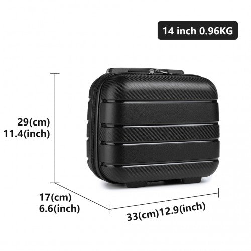 K2091L - Kono 14 Inch Multi Texture Hard Shell PP Vanity Case - Classic Collection - Black