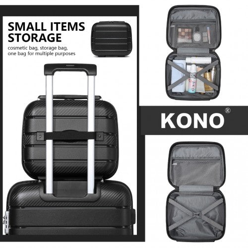 K2091L - Kono 14 Inch Multi Texture Hard Shell PP Vanity Case - Classic Collection - Black