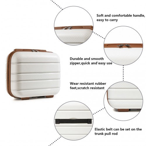 K2091L - Kono Multi Texture Hard Shell PP Suitcase With TSA Lock And Vanity Case 4 Pieces Set - Classic Collection - Cream