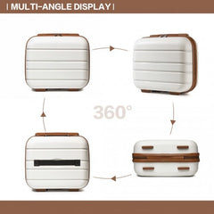 K2091L - Kono Multi Texture Hard Shell PP Suitcase With TSA Lock And Vanity Case 4 Pieces Set - Classic Collection - Cream