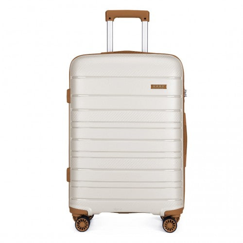 K2091L - Kono 20 Inch Multi Texture Hard Shell PP Suitcase - Classic Collection - Cream