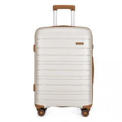 K2091L - Kono 28 Inch Multi Texture Hard Shell PP Suitcase - Classic Collection - Cream