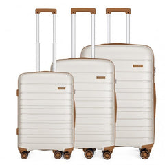 K2091L - Kono Multi Texture Hard Shell PP Suitcase 3 Pieces Set - Classic Collection - Cream