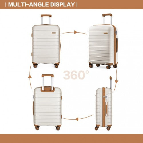 K2091L - Kono 20 Inch Multi Texture Hard Shell PP Suitcase - Classic Collection - Cream